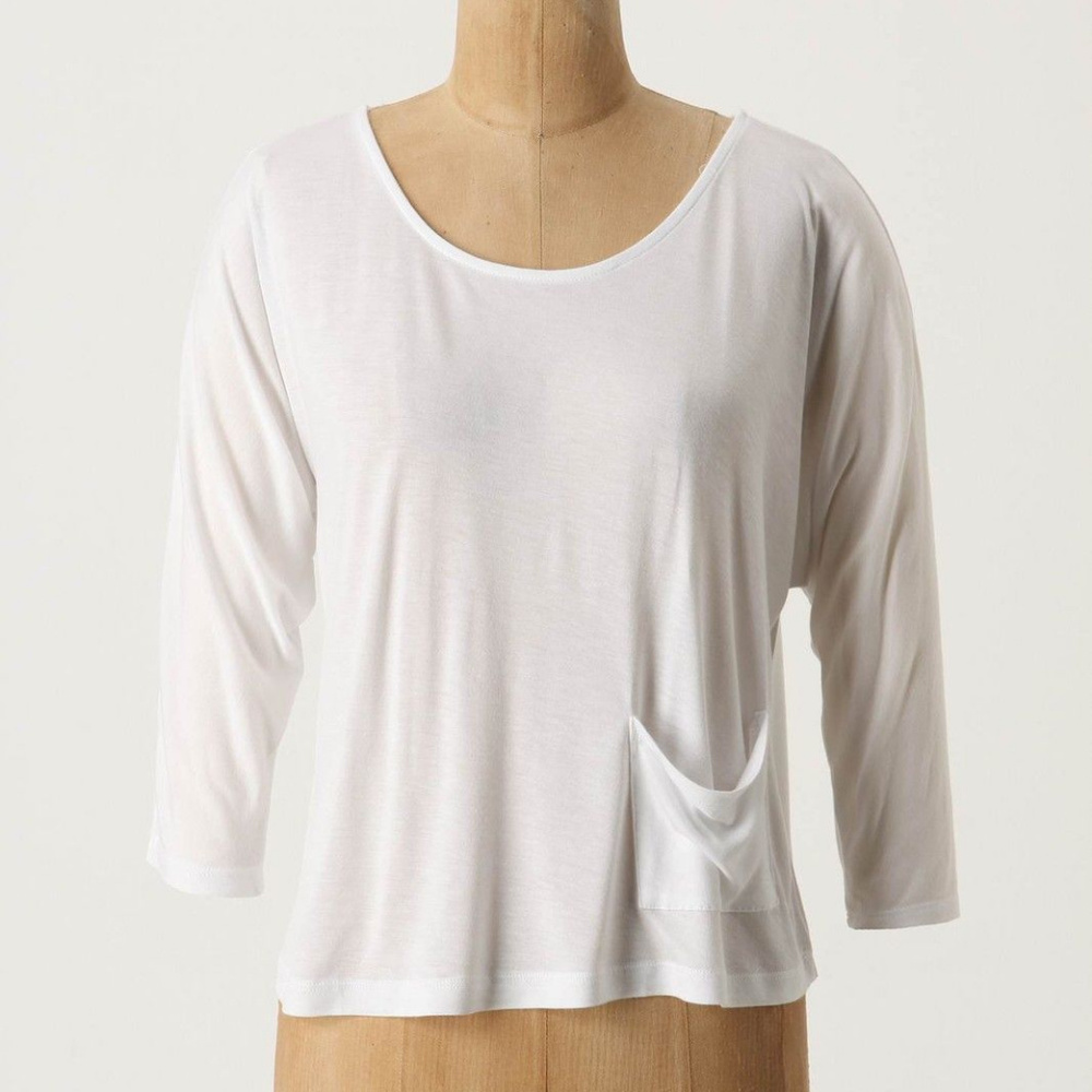 Anthropologie Implausible Cropped Tee Relaxed Fit White Top By Market, Size M